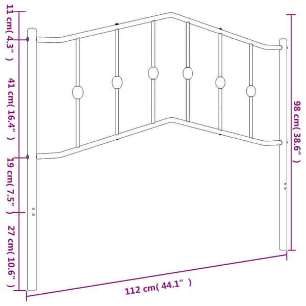 vidaXL metalsengegavl sort 107 cm