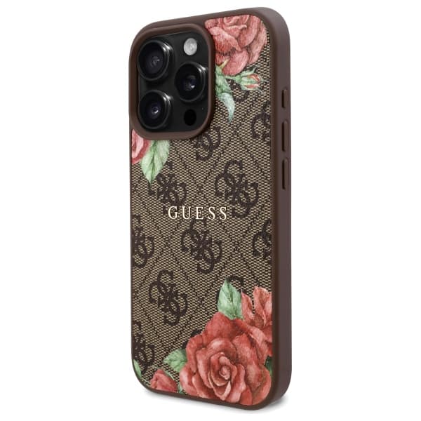 Guess 4G Blomsterprint MagSafe-etui til iPhone 16 Pro Max, Brun