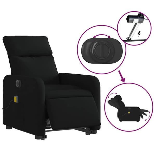 vidaXL elektrisk liftmassagestol lænestol sort