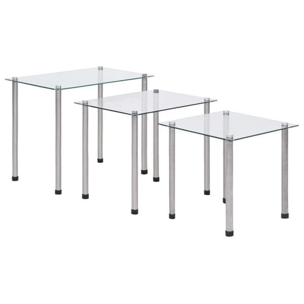 vidaXL Infällbara bord, 3 st, klara, härdat glas