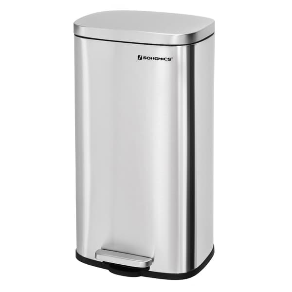 Silverfärgad metallavfallsbehållare 30 L