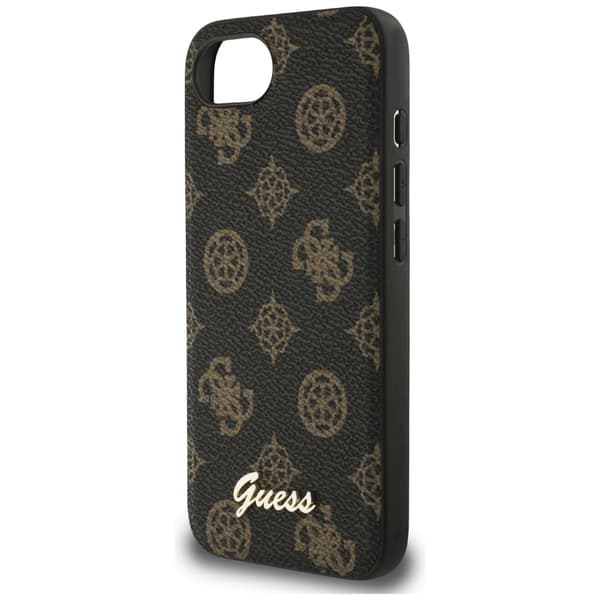 Guess Peony Script Logo MagSafe -kotelo iPhone 16e:lle, musta