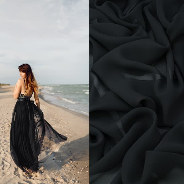 Chiffonmateriale, sort farve