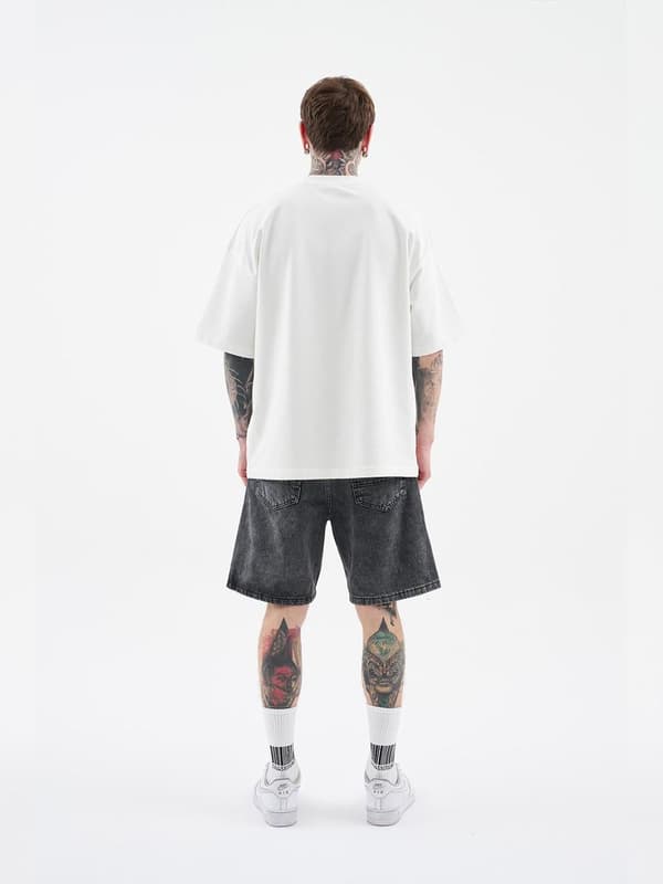 MyStars Svarta Basic Herr Mörkgrå Slitna Jeansshorts 32
