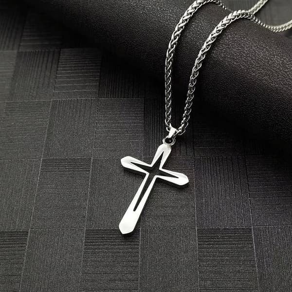 Sølvkæde med kors Herrekæde Kors Diamanthalskæde