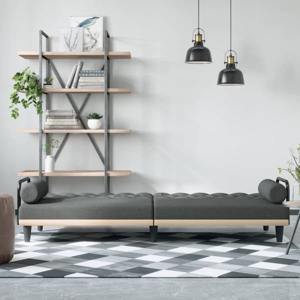 vidaXL Bäddsoffa med armstöd, mörkgrå, klädd i tyg