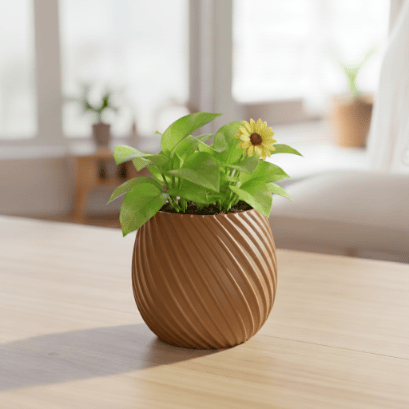 Moderne designer spiralbrun plantepotte