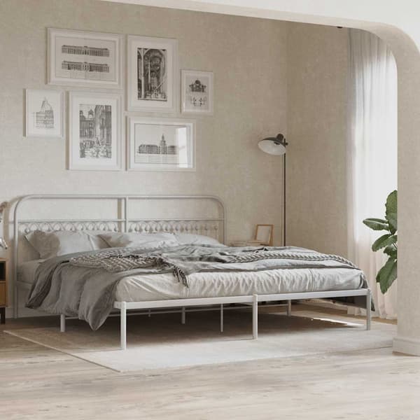 vidaXL metalsengegavl hvid 193 cm