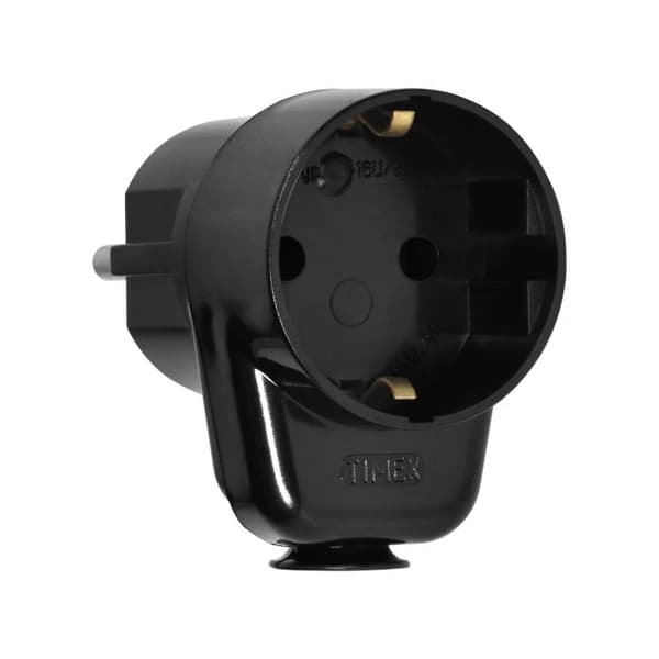 Uni-Schuko stik med Schuko jordstik 16A 230V sort