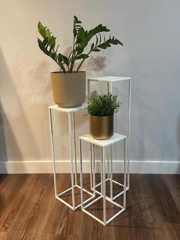 Metall Loft Vit Modern Design Stående Blomställ Evron L 19x19x77