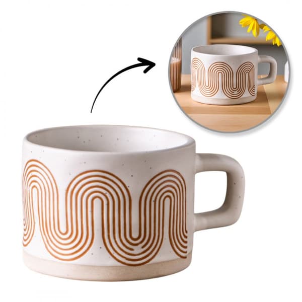 Keramisk mugg, geometriskt mönster, 250ml - KB29