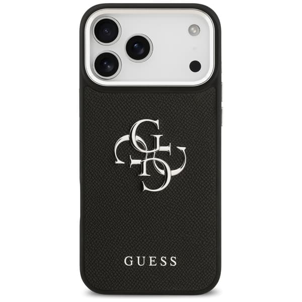 Guess Grained Big 4G Classic Logo cover til iPhone 17 Pro Max, sort