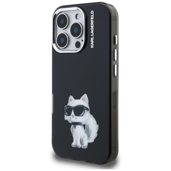 Karl Lagerfeld IML Aquarelle Choupette & Logo-cover til iPhone 16 Pro, sort