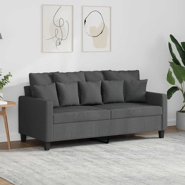 vidaXL 2-sitssoffa, mörkgrå, 140 cm, klädd i tyg