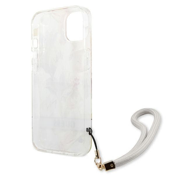 Guess Flower Strap-skal till iPhone 13 mini, lila