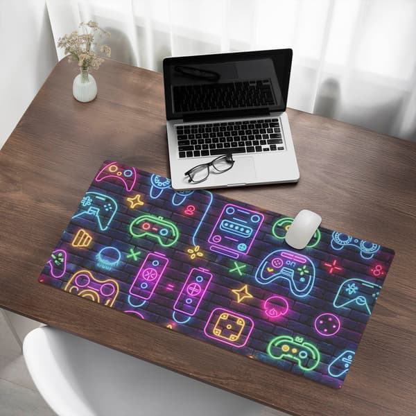 Dekorativ skrivebordsmåtte til arbejde og studier Neon spilcontrollere 90x45 cm
