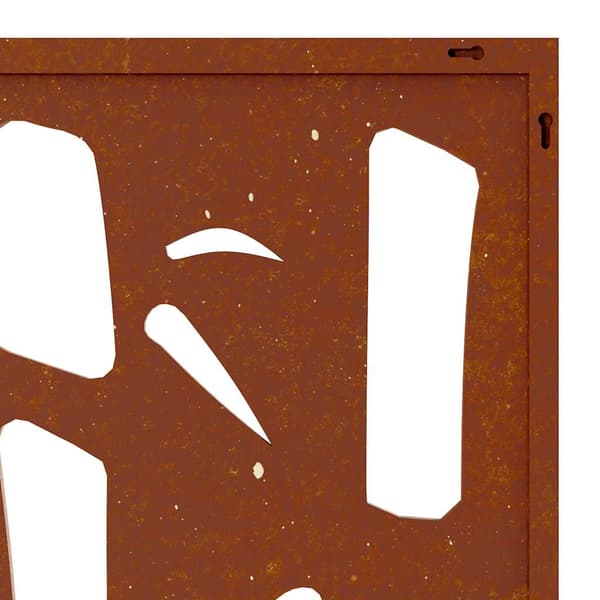 vidaXL Puutarhan seinäkoriste, 55x55 cm, Corten-teräs, bambu