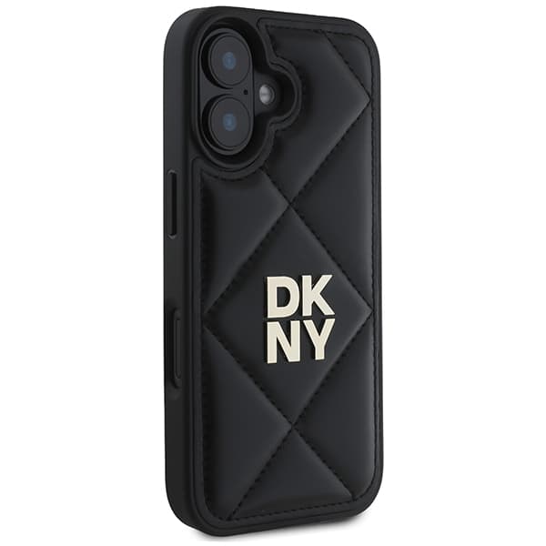 DKNY Quilted Stack Logo iPhone 16-skal, svart
