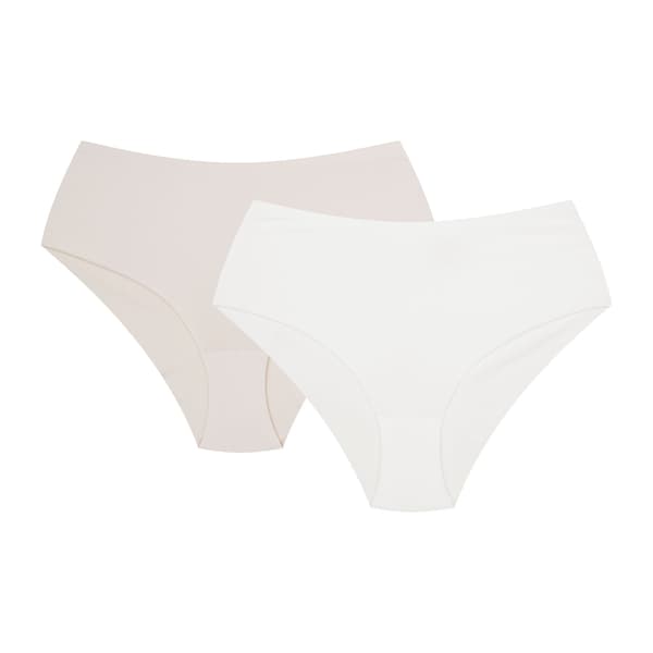 Henderson Hög Midja Mage 2-Pack Trosor | Kräm, Beige L