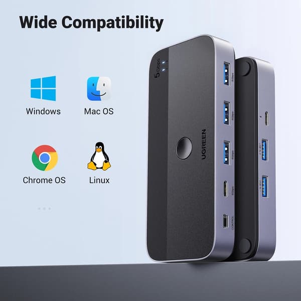Ugreen USB 3.0 CM662 2in4out USB-switch sort