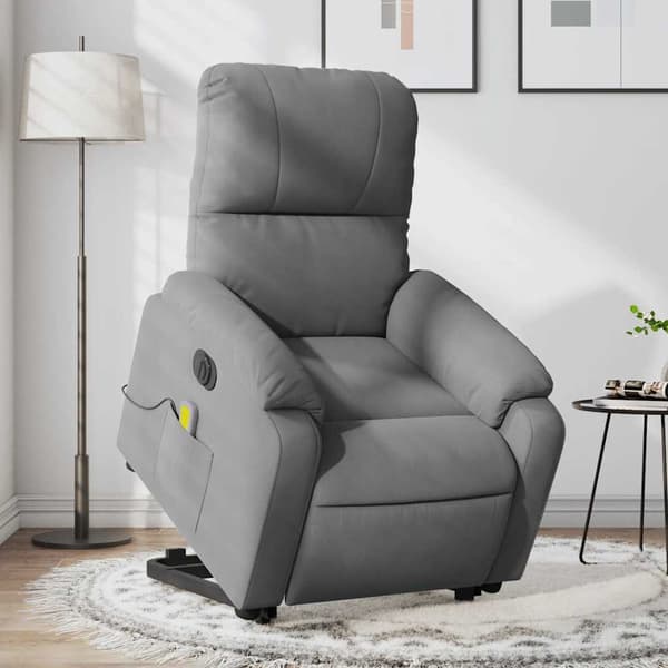 vidaXL Lyftbar massagefåtölj, mörkgrå, mikrofiber