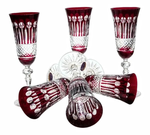 Rubinfärgade kristall champagneglas 150 ml franska