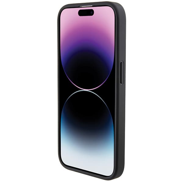 BMW Læderetui med Tekstur og Striber til iPhone 15 Pro, Sort