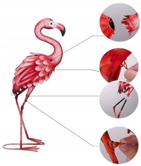 Metal lyserøde haveflamingodekoration 45 cm 2 stk.