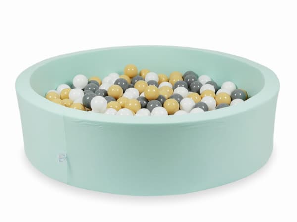Dry mint pool 110x30 med 400 bollar: beige, grå, vit
