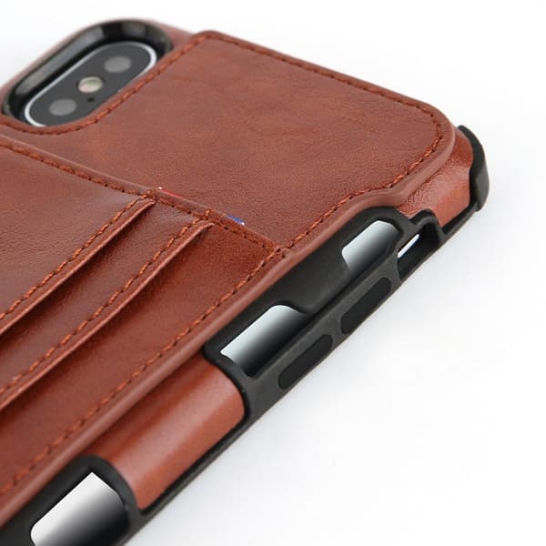 Two Cards Hybrid Cover iPhone XS Max 6.5 - Brun