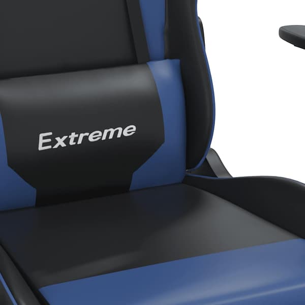 vidaXL massage-gamingstol, sort og blå, kunstlæder