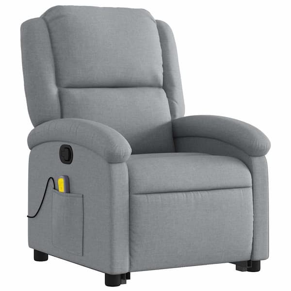 vidaXL Lyftbar massagefåtölj ljusgrå tyg