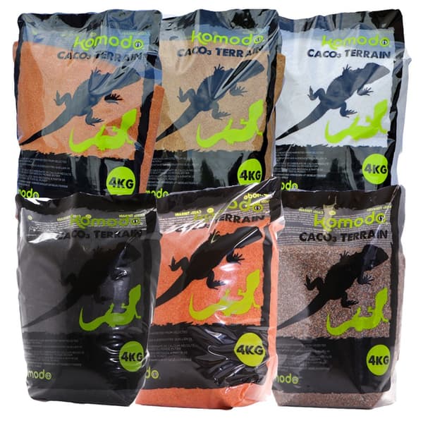 Komodo CaCo3 Sand Sort - spiseligt sand til krybdyr