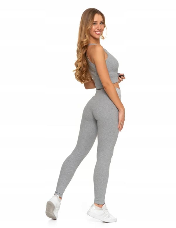 Dameleggings i bomuld med bred elastisk linning, elastisk pasform, MORAJ M GRÅ