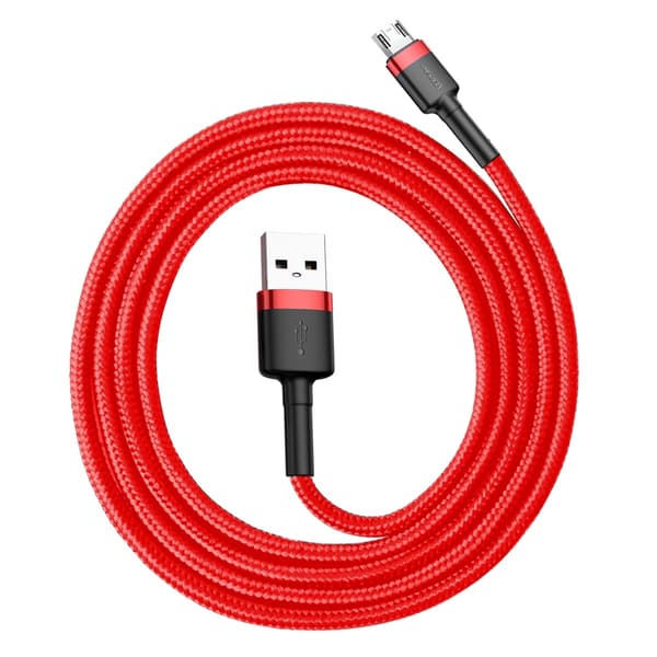 Hållbar flexibel kabel USB microUSB QC3.0 2.4A 1M röd