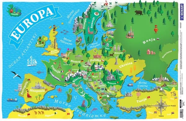 Europakort til børnemåtte