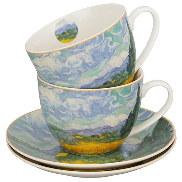 Sæt med 2 Van Gogh Hvedemarkskopper og underkopper 270 ml