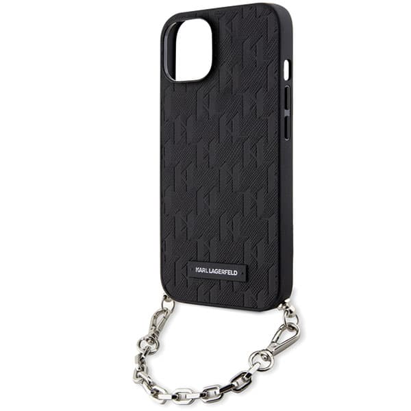 Karl Lagerfeld Saffiano Monogram Chain-etui til iPhone 14, Sort