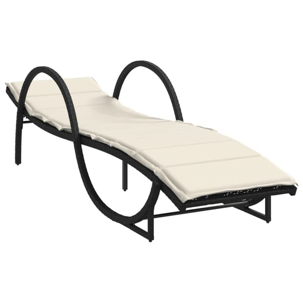 vidaXL liggestole med bord, sæt med 2, sort, polyrattan