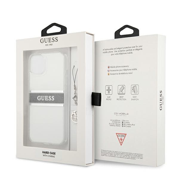 Guess 4G Grått Strap Charm-skal till iPhone 13 mini, Transparent