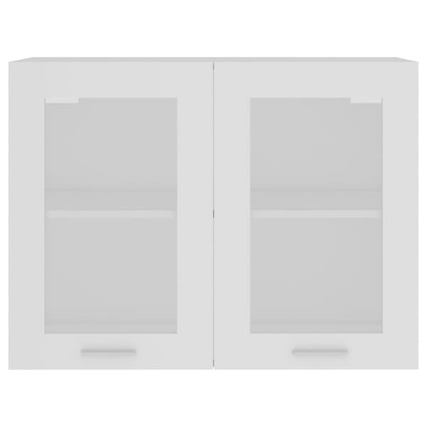vidaXL vægskab med glasfront hvid 80x31x60 cm spånplade