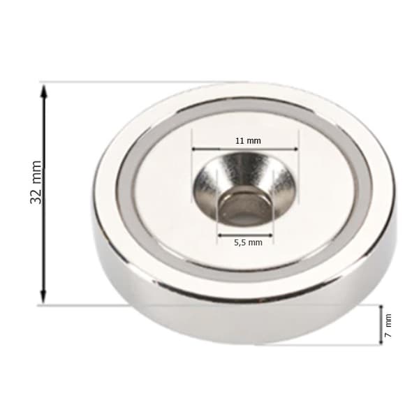 MAGNETISK HÅLLARE STÅLHUS SKRUV D32 mm