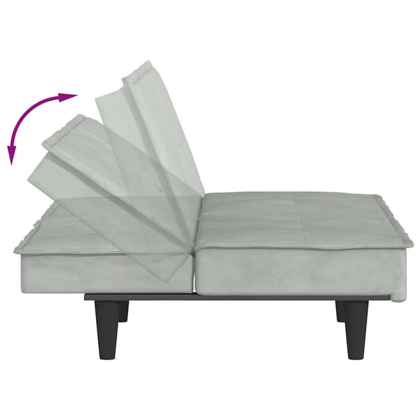 vidaXL Bäddsoffa med mugghållare ljusgrå sammet