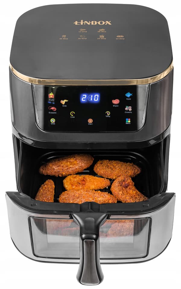 FEDTFRI AIR FRYER LINBOX INOX SORT POLERET MENU