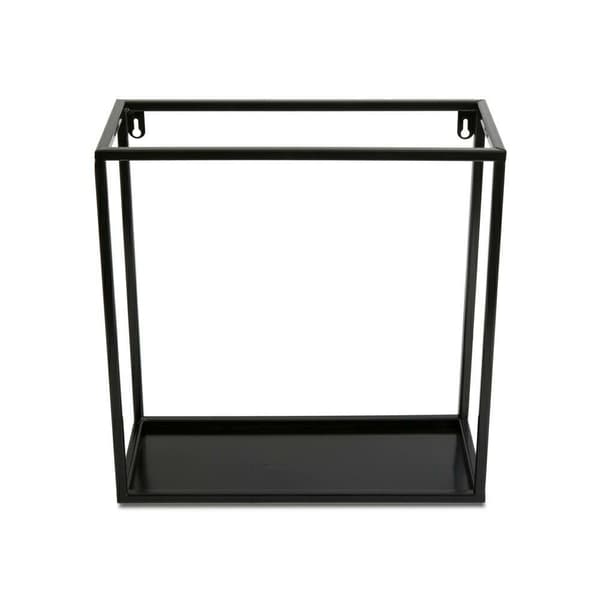 Væghængende hylde, sort metal, 35 cm