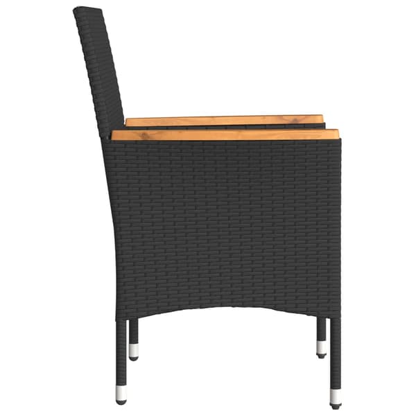 vidaXL havestole med hynder, sæt med 2, sort, polyrattan