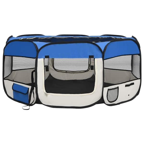 vidaXL foldbart hundebur med bærepose blå 145x145x61 cm