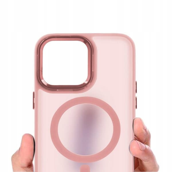 Etui til iPhone 16 FORSTÆRKET til MAGSAFE CLEAR CASE SLIM PINK + Glas