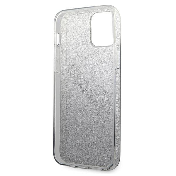 Guess Glitter Gradient Script -suojakuori iPhone 12/12 Prolle, musta
