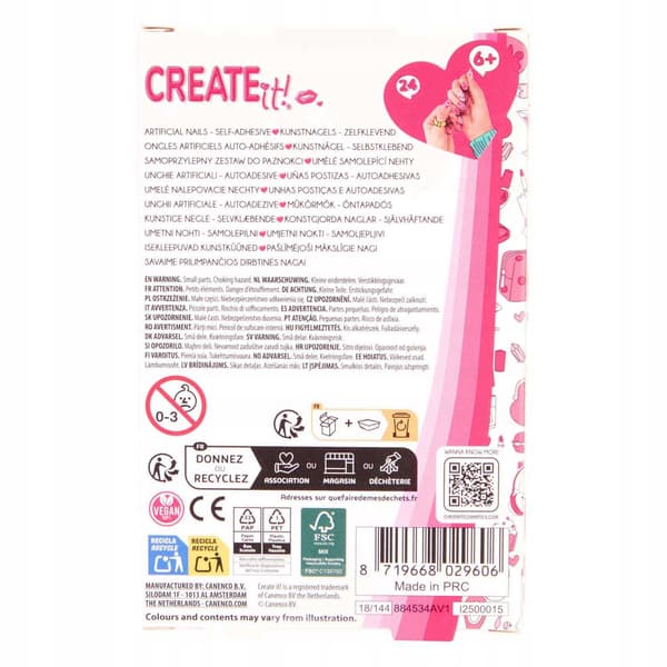 Självhäftande konstnaglar för barn 24 st Create IT!